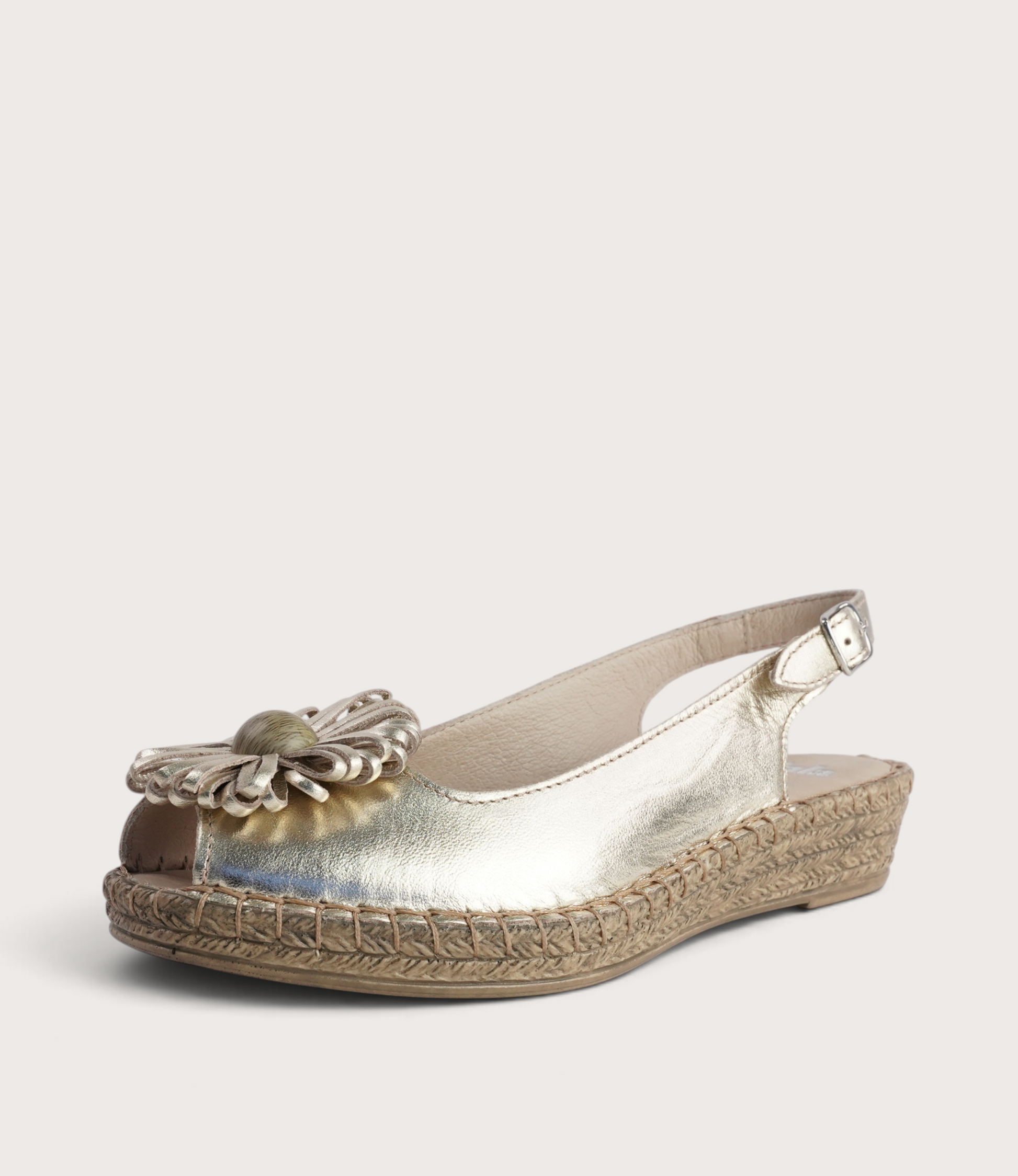 Erica Platino Leather Espadrille Wedges