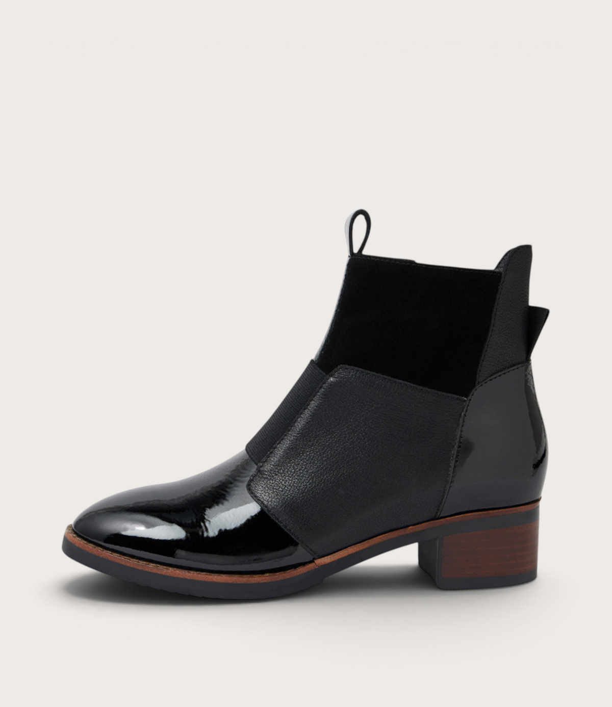 Traigs Black Mix Leather Ankle Boots