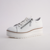 Nabie White/ White Sole Leather Sneakers