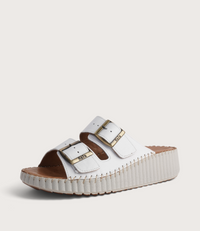 Solena White Leather Slides