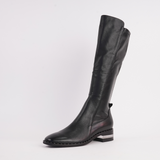 Folmy Black Leather Knee High Boots