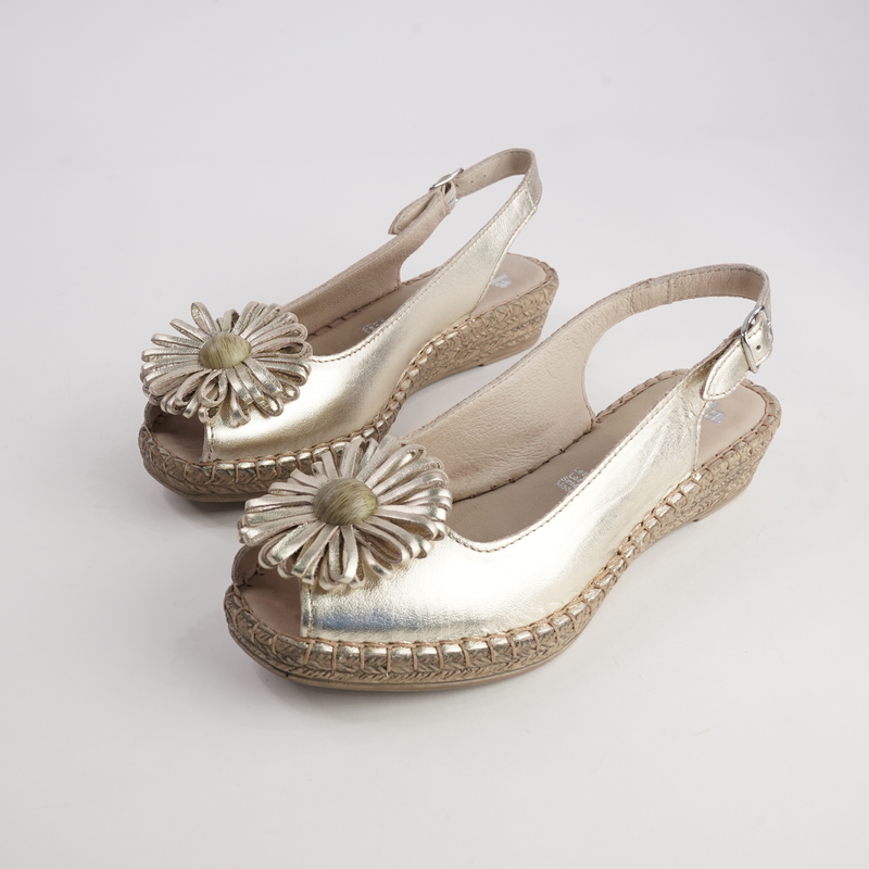 Erica Platino Leather Espadrille Wedges