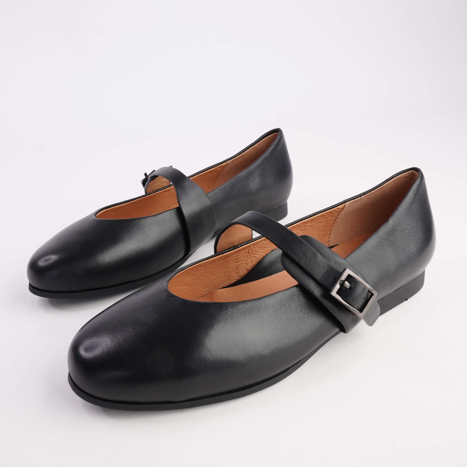 Picton Black Leather Ballet Flats - MARCO SANTINI | Shouz