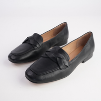 Marcee Black Leather Flats - TOP END | Shouz