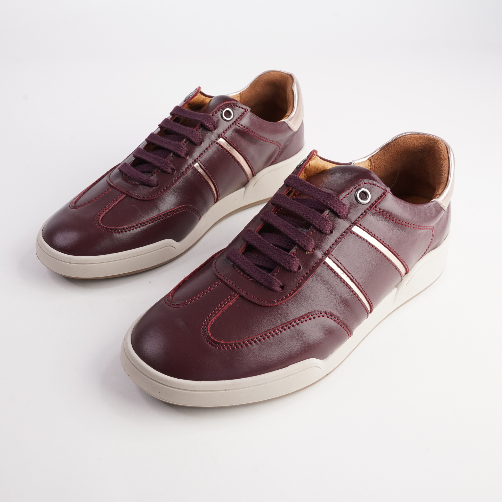 Sage Burgundy Leather Sneakers - SALA | Shouz