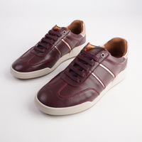 Sage Burgundy Leather Sneakers - SALA | Shouz
