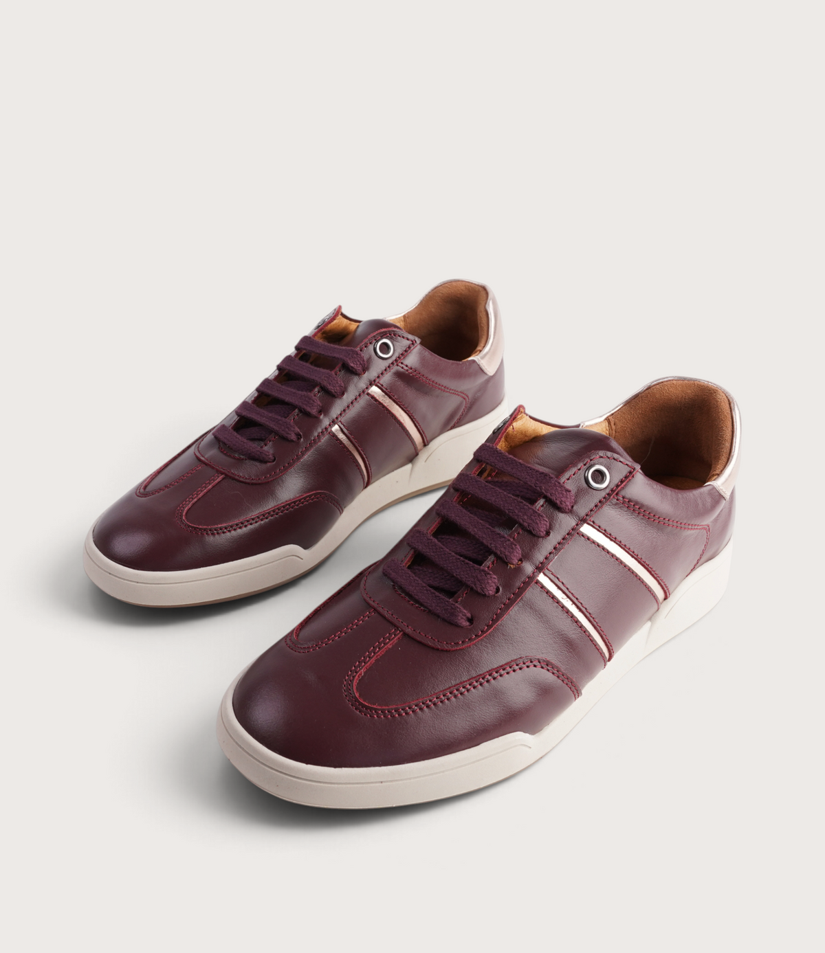 Sage Burgundy Leather Sneakers - SALA | Shouz