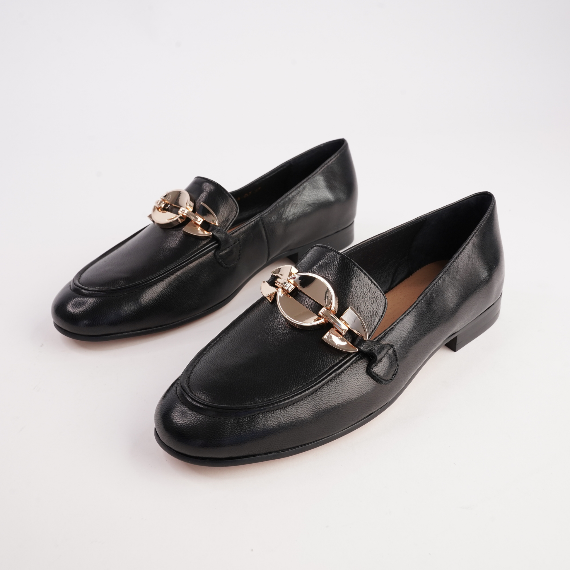 Ilysa Black Polish Leather Loafers - DJANGO AND JULIETTE | Shouz