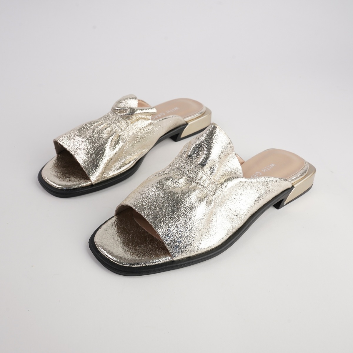 Luna Gold Leather Flats