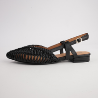 Amelia Black Leather Flats