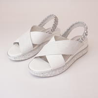 Debacle White/Silver Leather Sandals