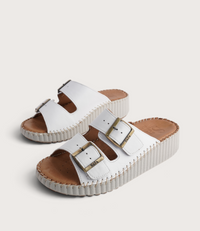 Solena White Leather Slides