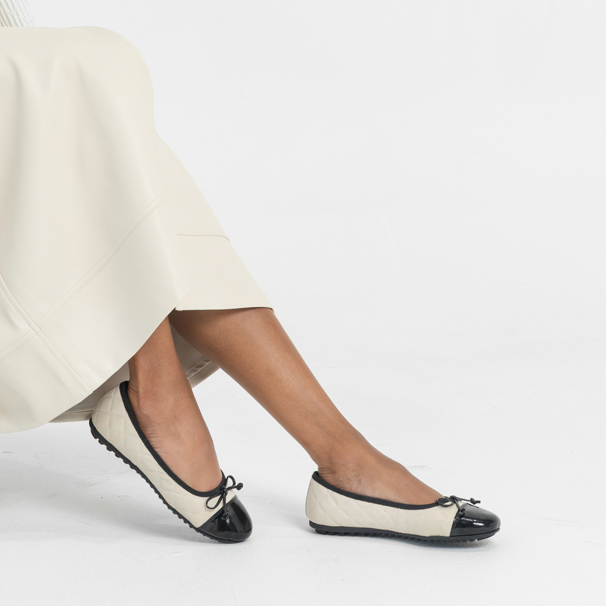 Bookie Black Patent/ Milk Leather Ballet Flats