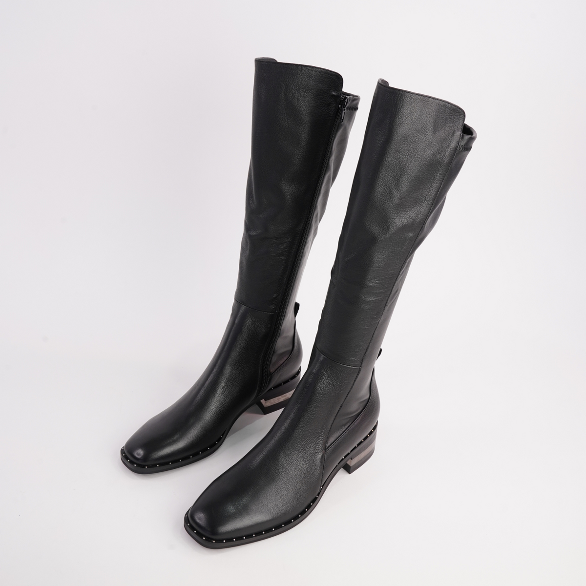 Folmy Black Leather Knee High Boots