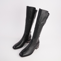 Folmy Black Leather Knee High Boots