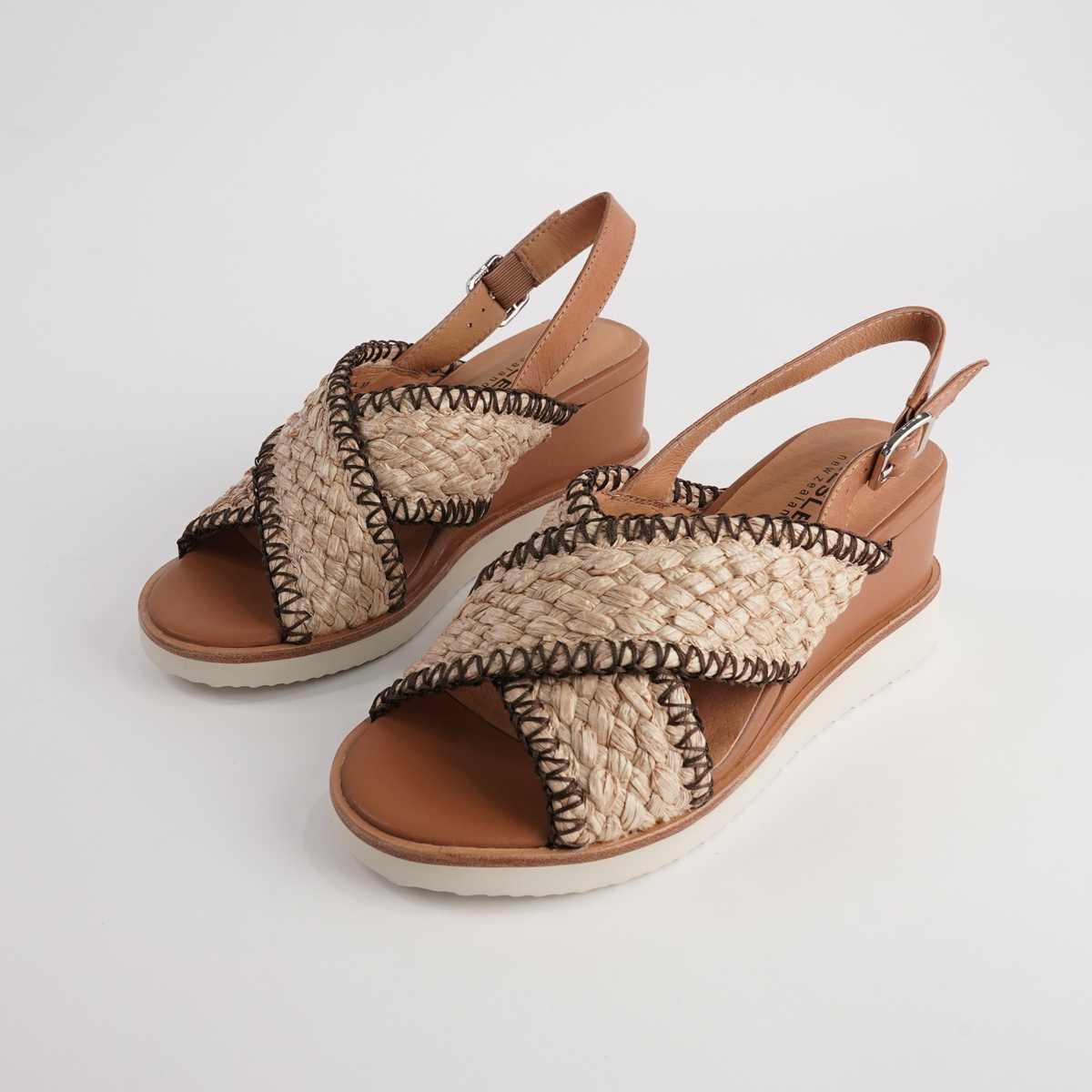Shayna Tan Combo Leather Sandals