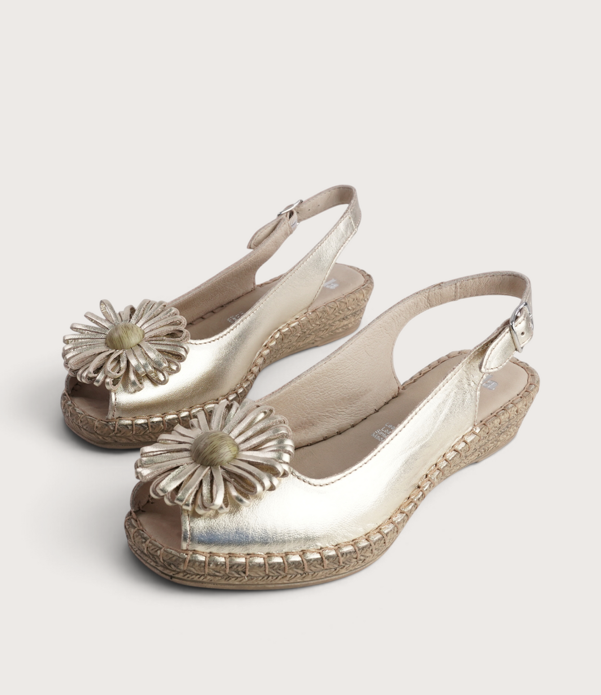 Erica Platino Leather Espadrille Wedges