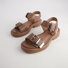 Ele Pecan Leather Sandals