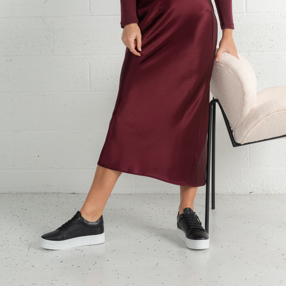Abbey Black Leather Sneakers