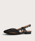 Amelia Black Leather Flats