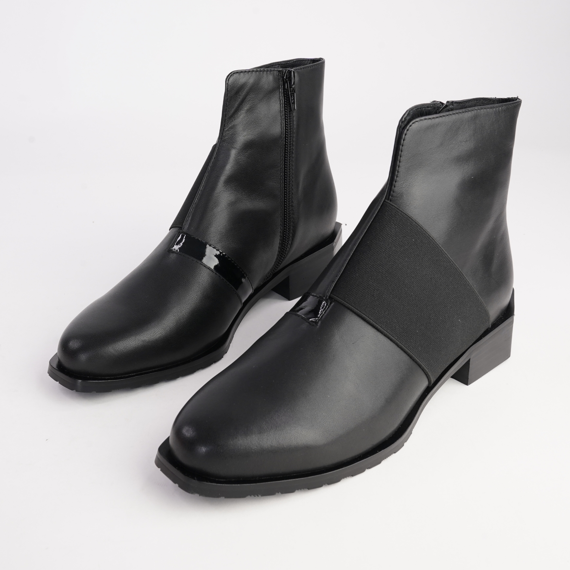 Rollo Black/ Patent Leather Ankle Boots - BRESLEY | Shouz