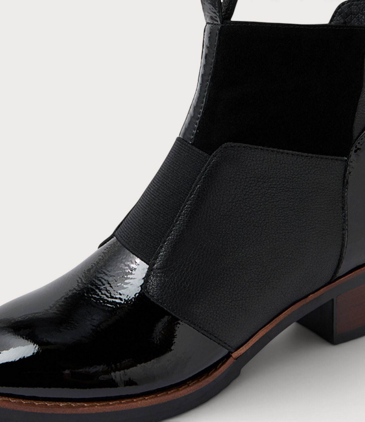 Traigs Black Mix Leather Ankle Boots