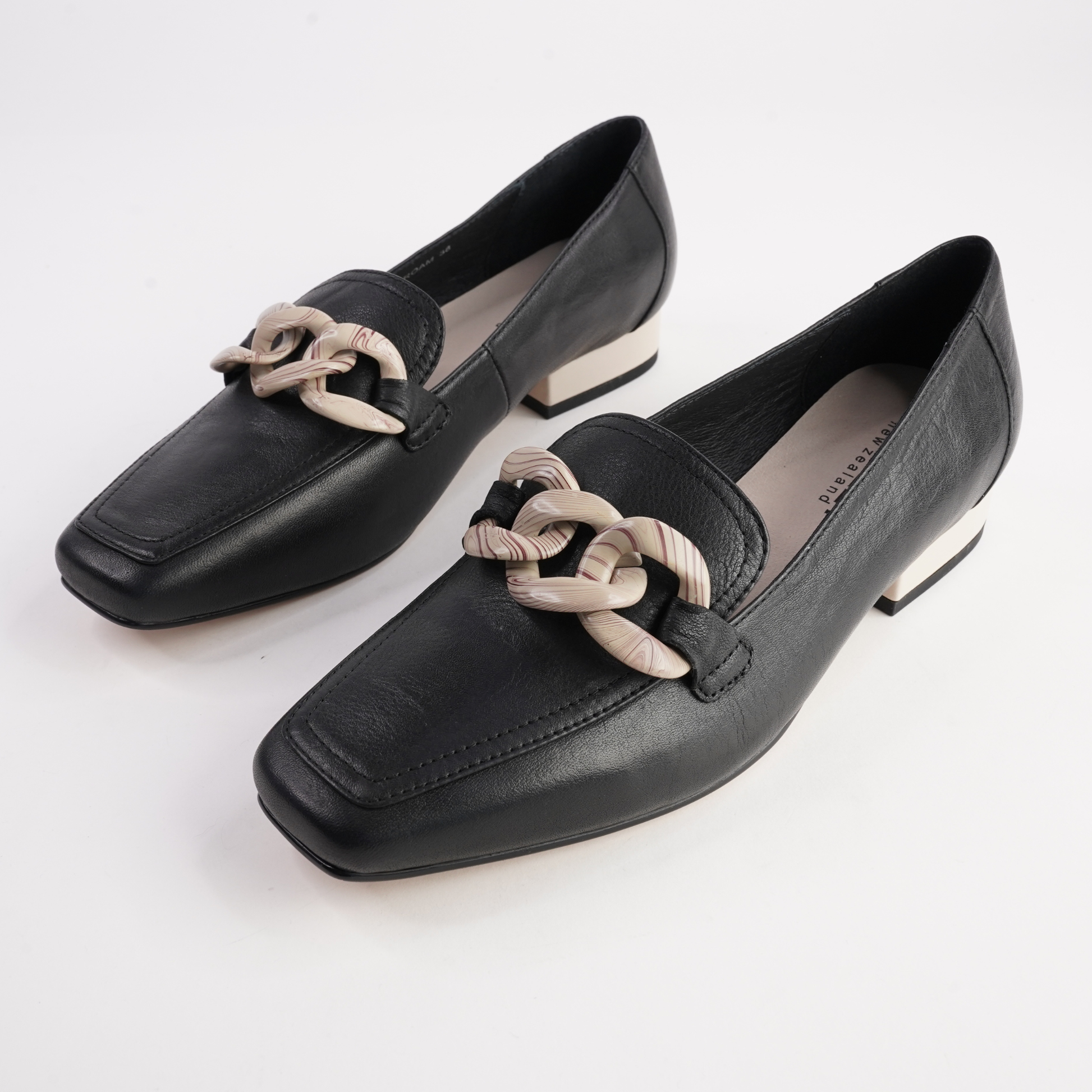 Roam Black/ Bone Leather Loafers - BRESLEY | Shouz