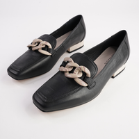 Roam Black/ Bone Leather Loafers - BRESLEY | Shouz
