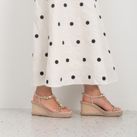 Vontey Latte Suede Wedge Sandals