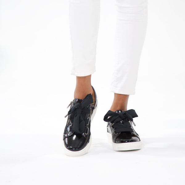 Jovi Black Crinkle Leather Sneakers