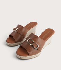 Zara Doya Roble Leather Espadrille Wedges