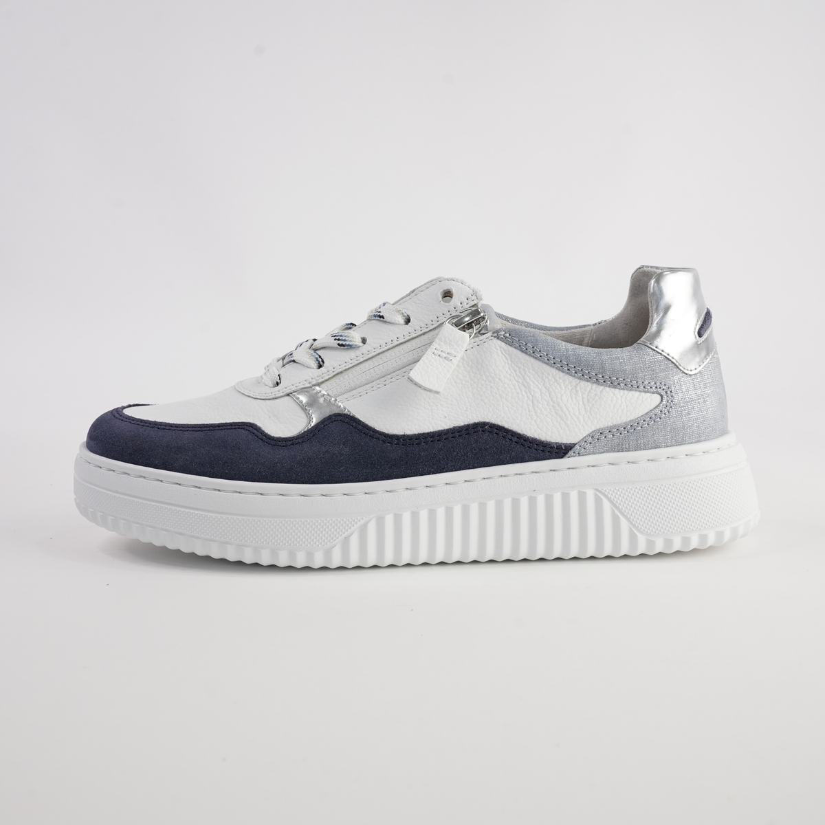 Demi White/ Denim Leather Sneakers - GABOR | Shouz