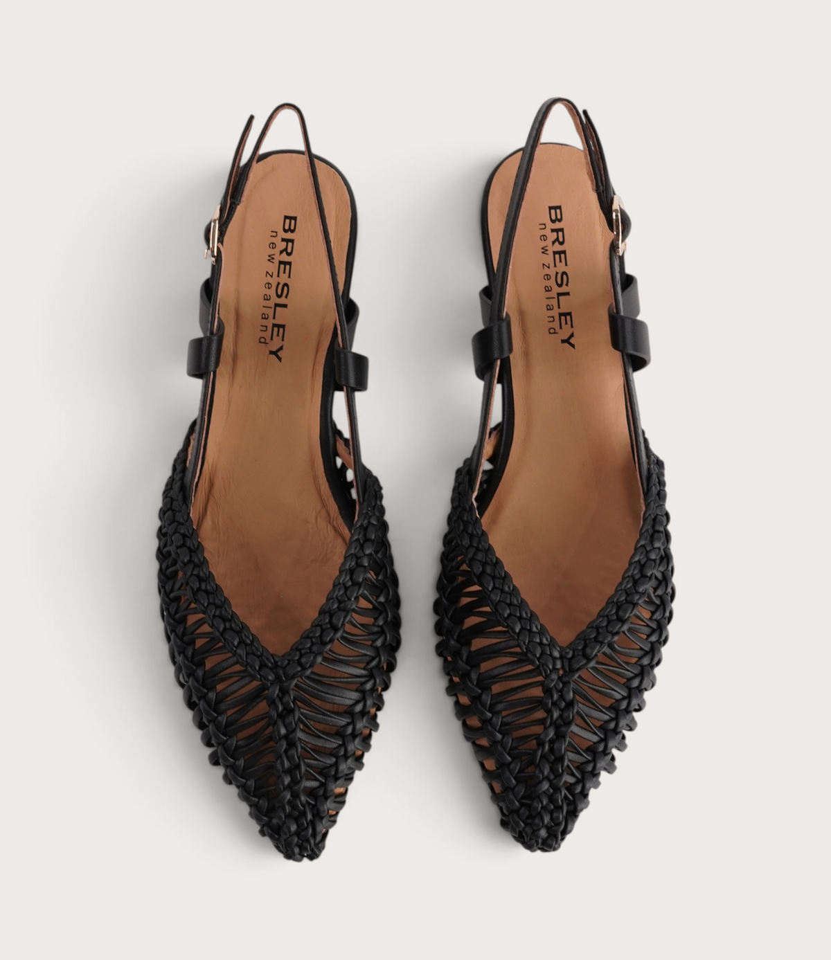 Amelia Black Leather Flats