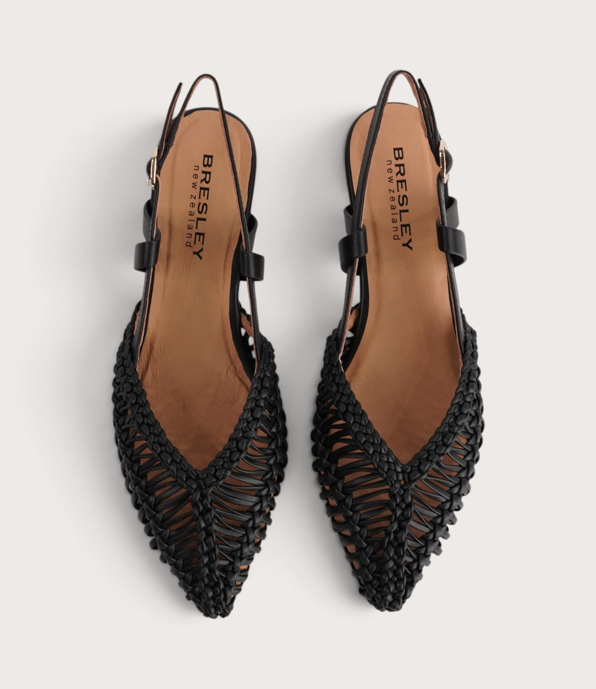Amelia Black Leather Flats