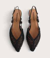 Amelia Black Leather Flats