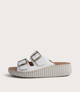 Solena White Leather Slides