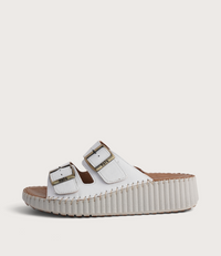 Solena White Leather Slides