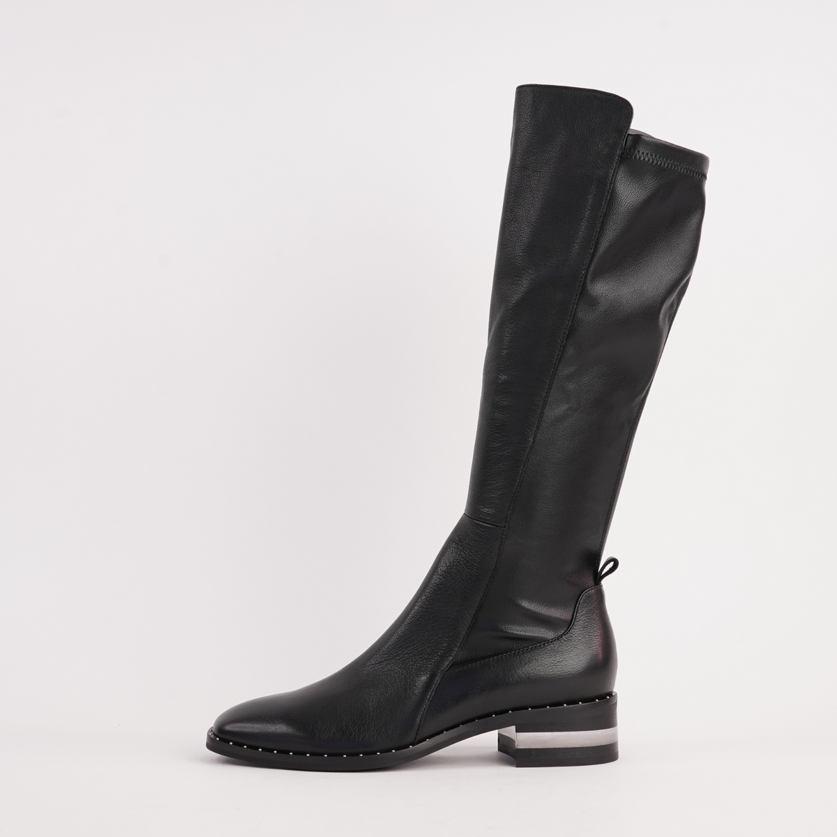 Folmy Black Leather Knee High Boots