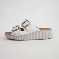 Solena White Leather Slides