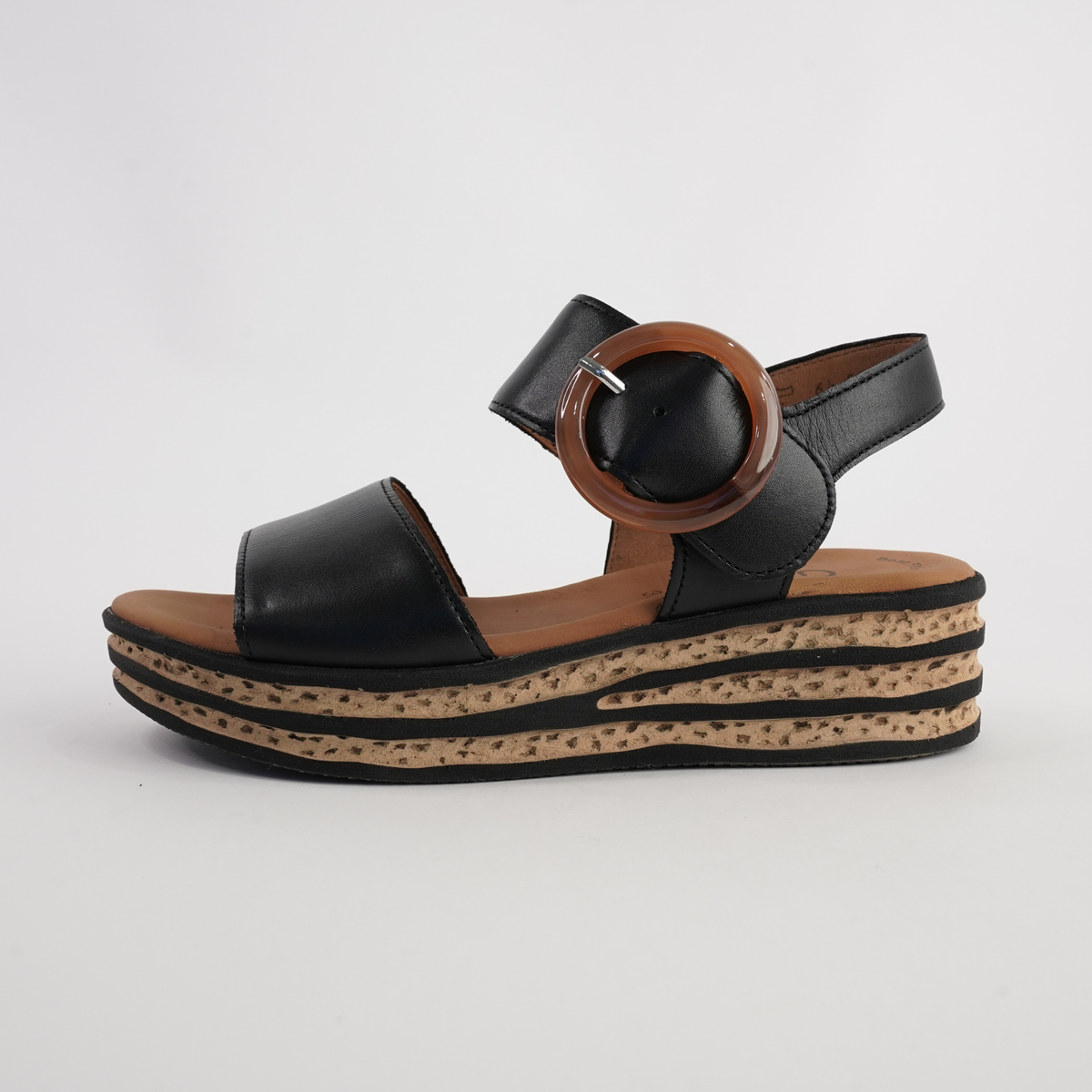 Margo Black Leather Sandals - GABOR | Shouz