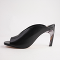 Xalina Black Leather Heels