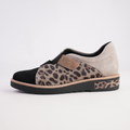 Reinys Taupe Leopard Suede Multi Leather Flats