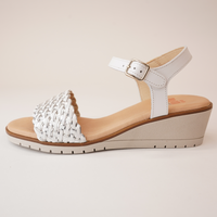 Dione White/ Silver Leather Sandals