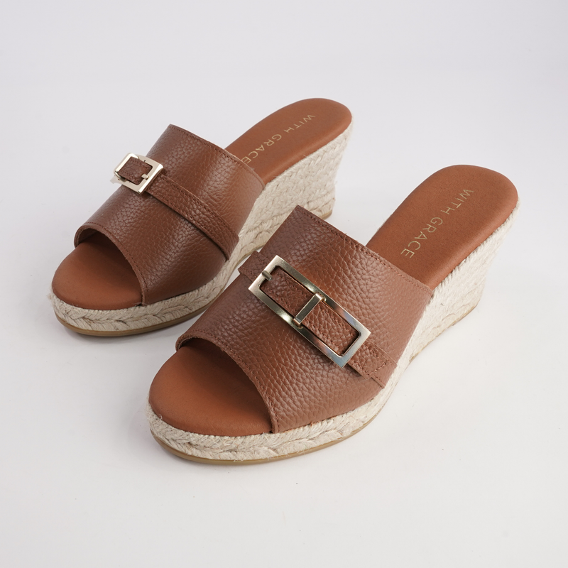 Zara Doya Roble Leather Espadrille Wedges