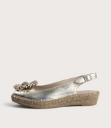 Erica Platino Leather Espadrille Wedges