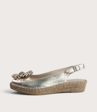 Erica Platino Leather Espadrille Wedges