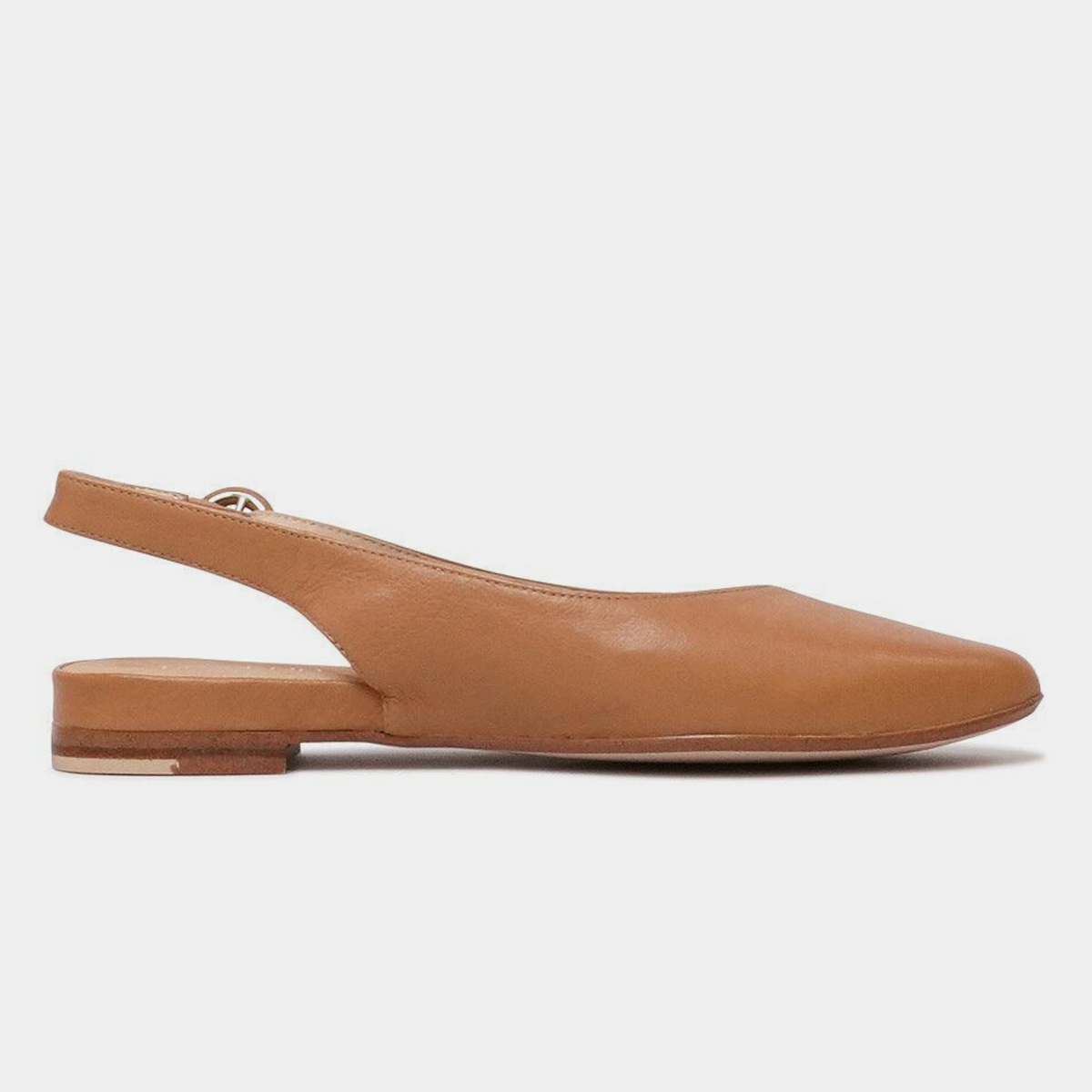 Fairy Dark Tan Leather Slingback Flats - TOP END | Shouz