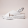 Debacle White/Silver Leather Sandals