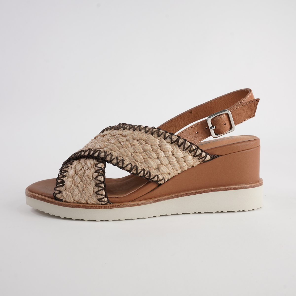 Shayna Tan Combo Leather Sandals - BRESLEY | Shouz