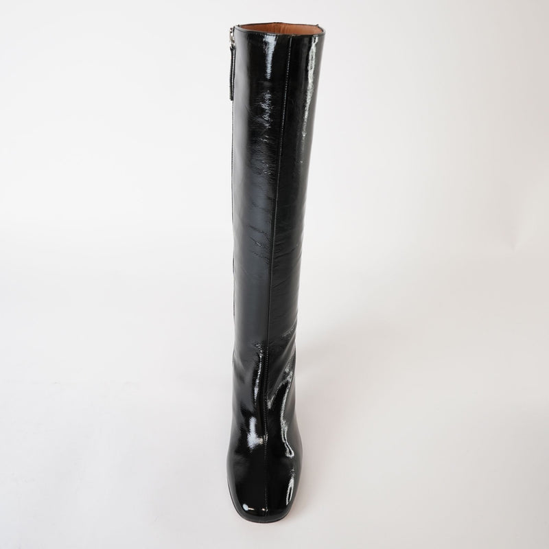 Ag-23596 Black Patent Knee High Boots